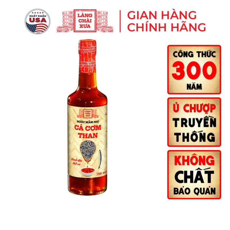 [CHAI THUỶ TINH 750ML] 01 Chai Nước mắm nhỉ cá cơm than truyền thống Làng Chài Xưa sánh đặc thịt cá 300 năm truyền thống
