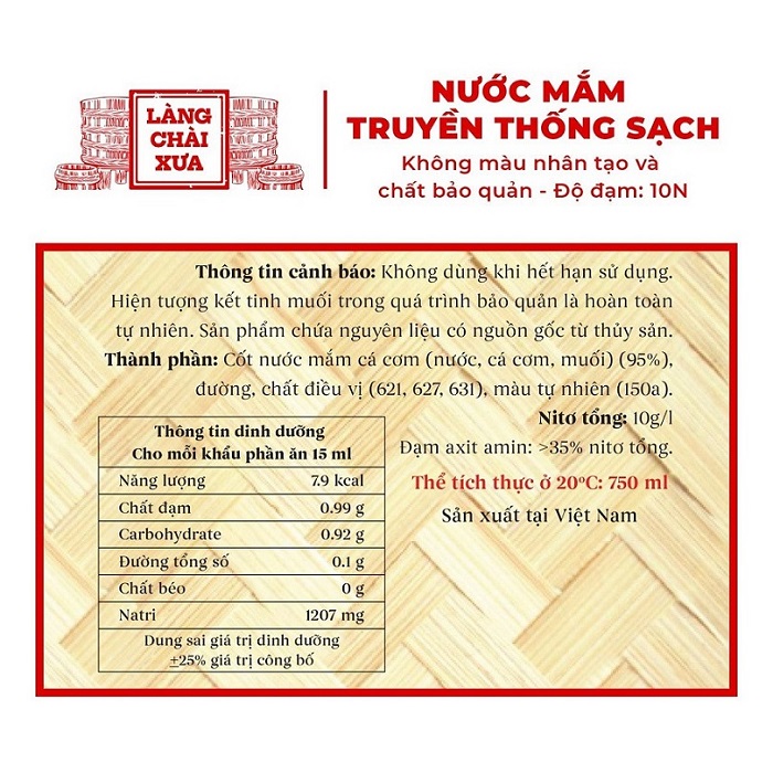 Alternative view of THÙNG 6 CHAI THUỶ TINH 750ML Nước mắm nhỉ cá cơm than Làng Chài Xưa 300 năm truyền thống
