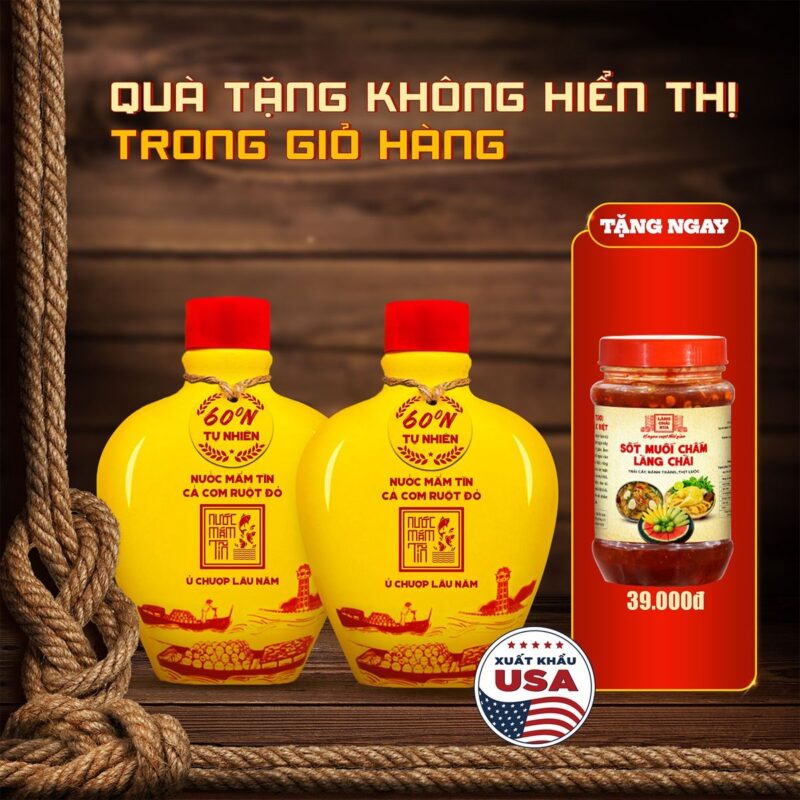 [Tặng Sốt Muối Chấm] COMBO 02 BÌNH GỐM 60N 250ML/BÌNH Nước Mắm Tĩn cá cơm ruột đỏ độ đạm rin nguyên chất ủ chượp lâu năm