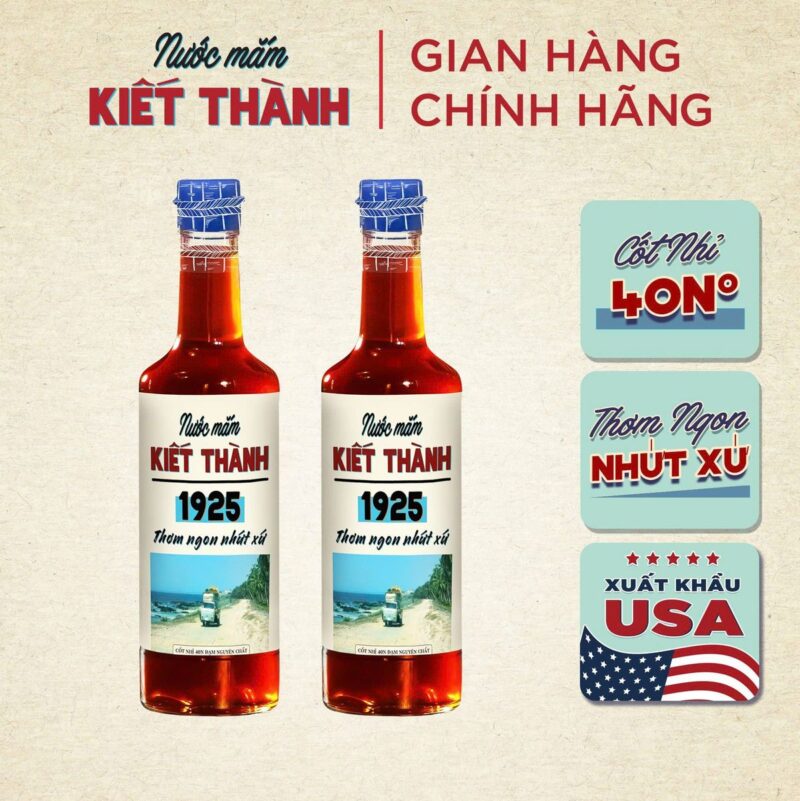 Combo 2 chai nước mắm Kiết Thành 1925 cốt nhỉ 40N chai thủy tinh 500ml