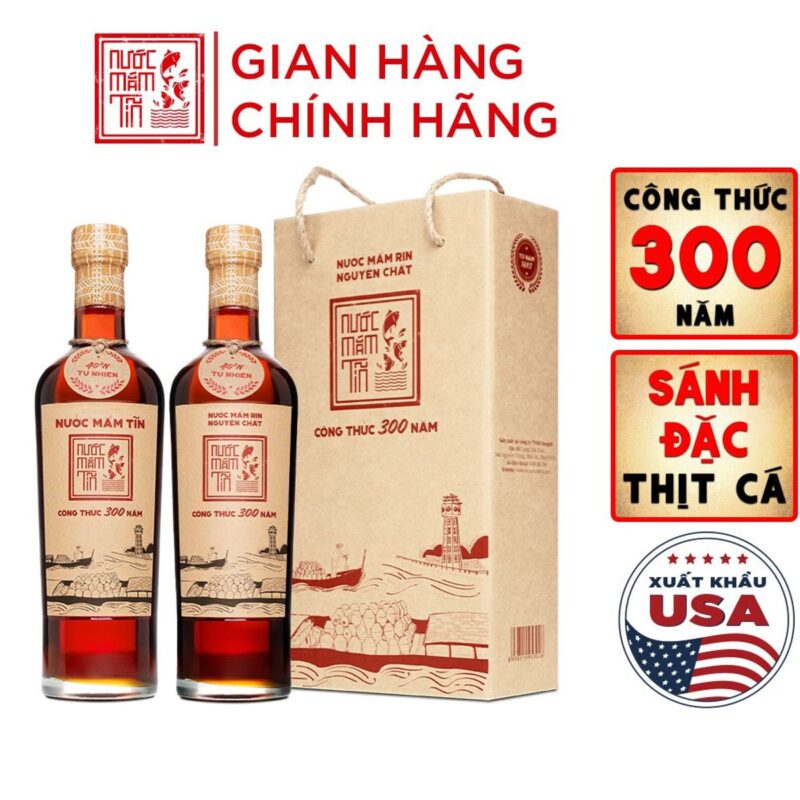 Cặp 2 Chai - Nước Mắm Tĩn Nhãn Đỏ Độ Đạm 40N Chai Thủy Tinh 500ml - Làng Chài Xưa