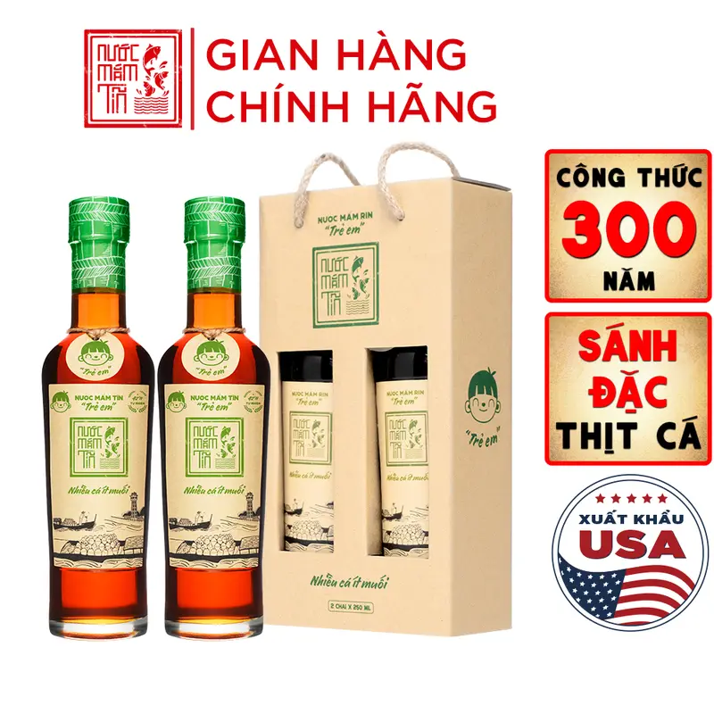 [Cặp 2 chai] Nước mắm tĩn trẻ em cho bé ăn dặm độ đạm 42N 250ML - Nước mắm tĩn