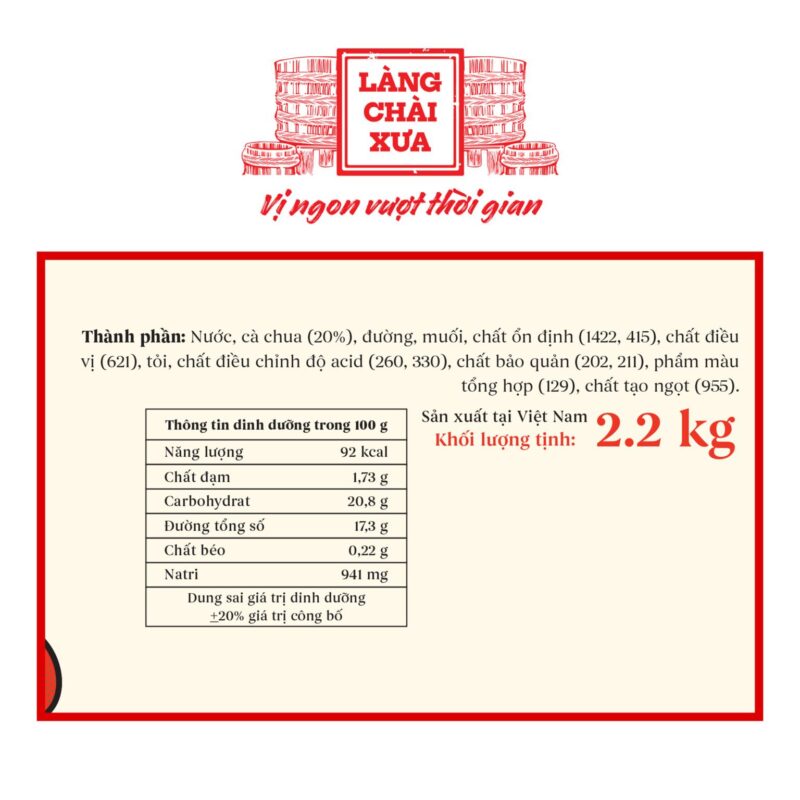 Alternative view of [Chai 2.2Kg] Tương cà Thôn Xanh Farm chua ngọt dịu nhẹ thơm ngon tự nhiên từ cà chua tươi – Làng Chài Xưa