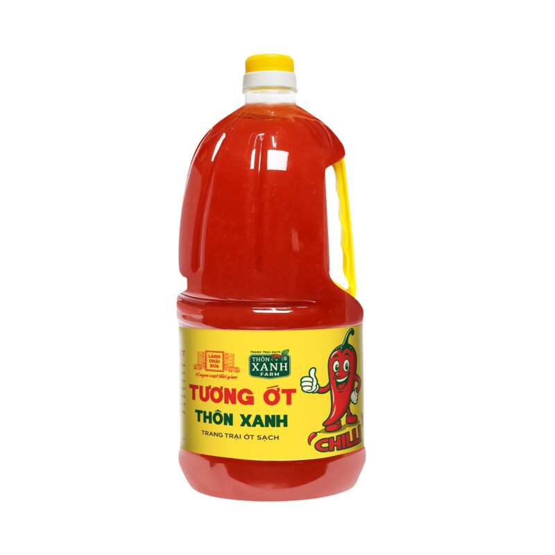 [Chai 2.2Kg] Tương ớt Thôn Xanh Farm Chilli cay nồng tự nhiên, ớt tươi sạch từ trang trại - Làng Chài Xưa