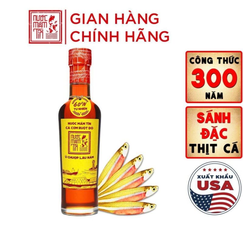 Nước mắm Tĩn cá cơm ruột đỏ 60N chai thủy tinh 250ml