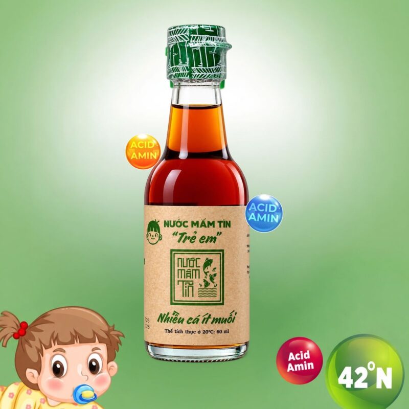 Nước mắm tĩn trẻ em cho bé ăn dặm độ đạm 42N - 60ml 15 Chai nước mắm Tĩn trẻ em 42N 60ml, nhiều cá ít muối