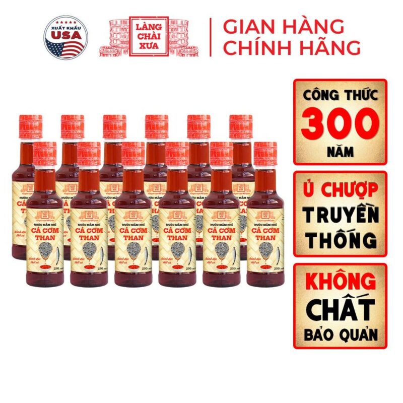 [Combo 12 chai nhựa 250ml] Nước mắm nhỉ cá cơm than Làng Chài Xưa