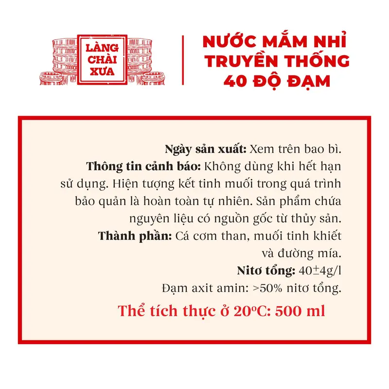 Alternative view of [Combo 6 chai] Nước mắm nhỉ nhãn vàng 40 độ đạm 500ml