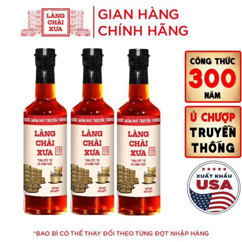 Combo 3 Chai Nước Mắm Nhỉ Làng Chài Xưa Nhãn Đỏ 30N 500ml - ảnh sản phẩm