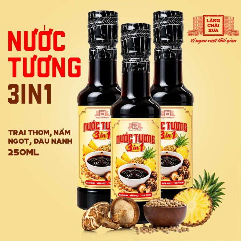 Combo 3 chai nước tương 3 trong 1 Làng Chài Xưa 250ml