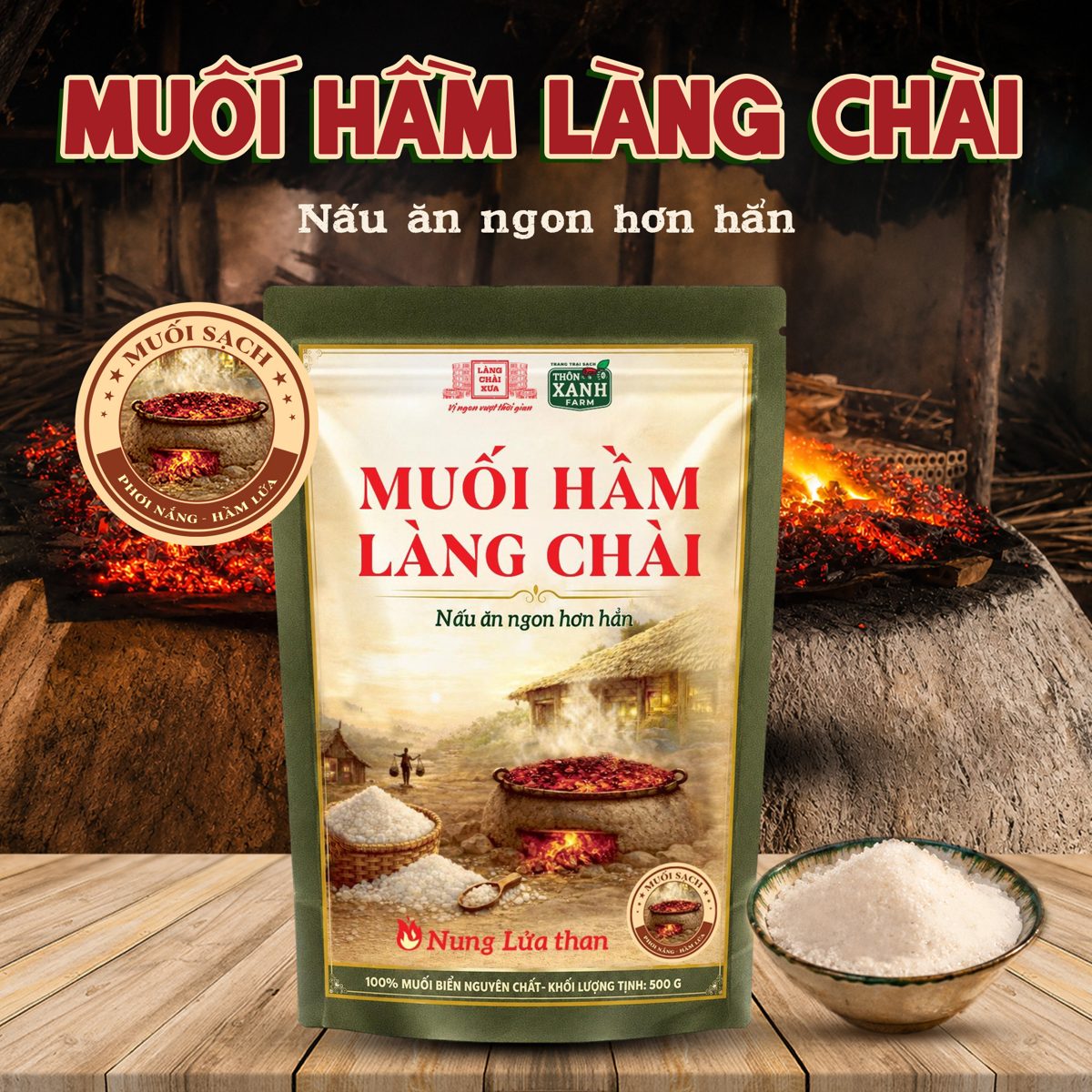 Combo 3 Túi Muối Hầm Làng Chài Xưa 500g