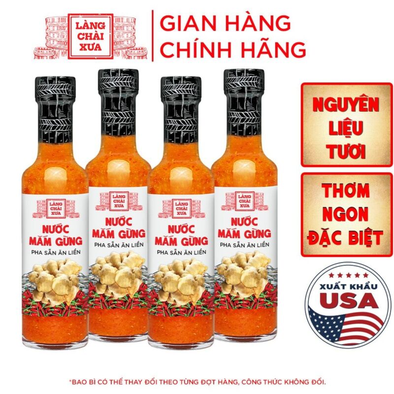 [COMBO 4 CHAI] NƯỚC MẮM GỪNG TỎI ỚT 300G - LÀNG CHÀI XƯA