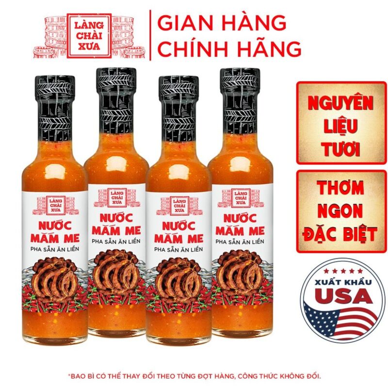 [COMBO 4 CHAI] NƯỚC MẮM ME CAO CẤP 300G - LÀNG CHAI XƯA