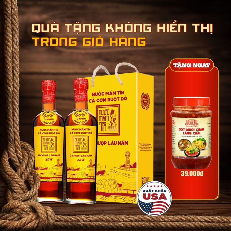[Tặng Sốt Muối Chấm] HỘP 2 CHAI Nước Mắm Tĩn CÁ CƠM RUỘT ĐỎ 60N 500ml Chai Thuỷ Tinh Nước Mắm Truyền Thống Cao Cấp