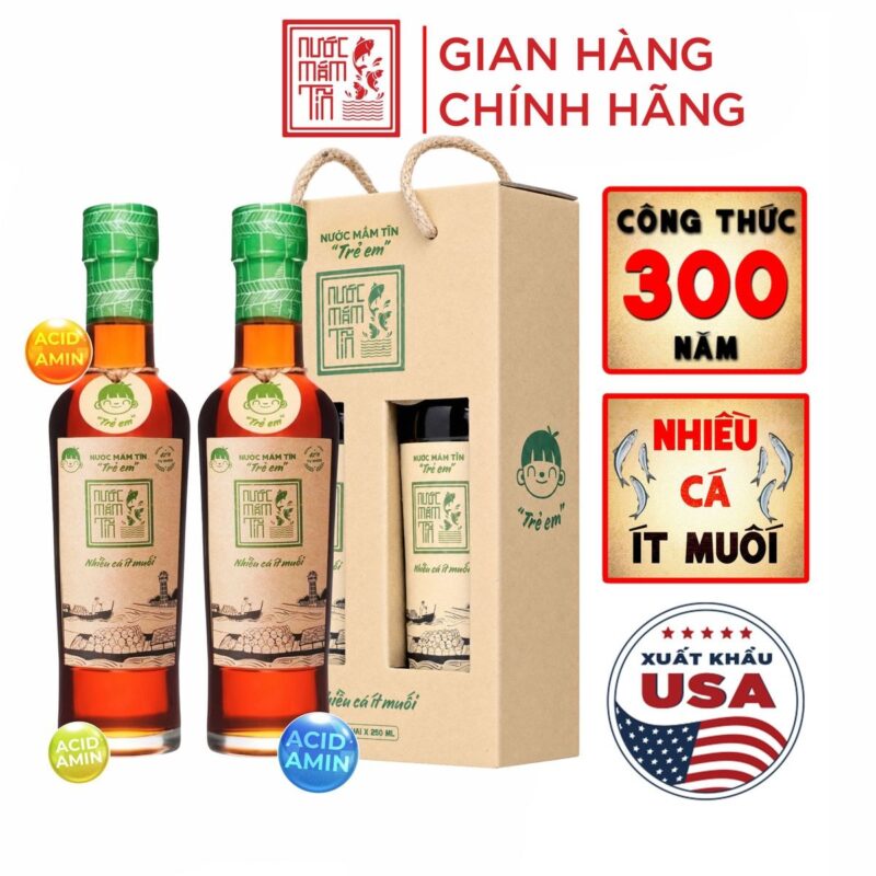 Hộp 2 chai nước mắm Tĩn trẻ em 42N 250ml cho bé ăn dặm