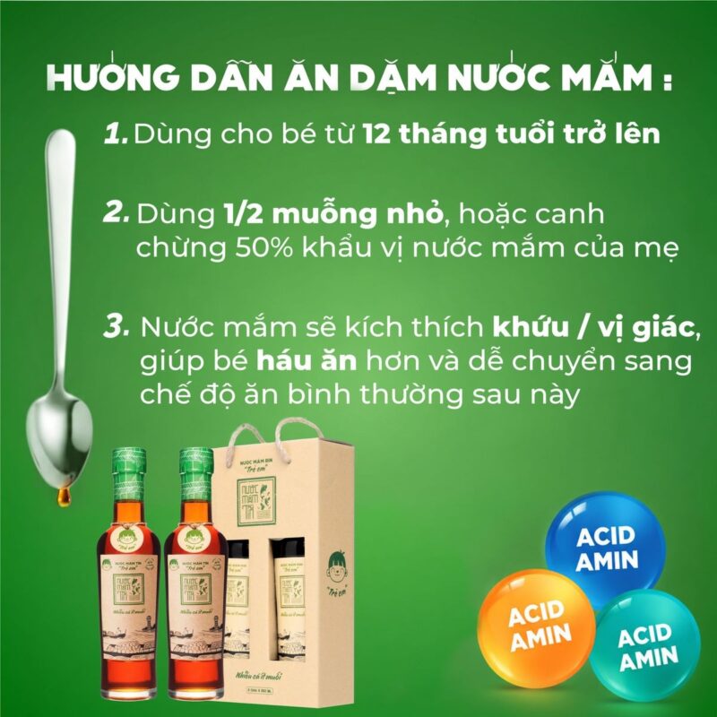 Hướng dẫn dùng nước mắm Tĩn trẻ em cho bé ăn dặm, hộp 2 chai 250ml