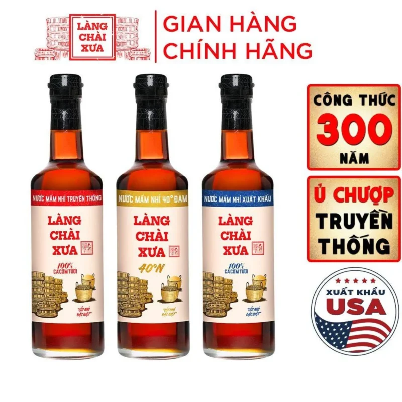 [Combo 3 chai XANH ĐỎ VÀNG] Nước mắm nhỉ Làng Chài Xưa nhãn xanh xuất khẩu, nhãn đỏ đậm đà, nhãn vàng sánh đặc - ảnh 1