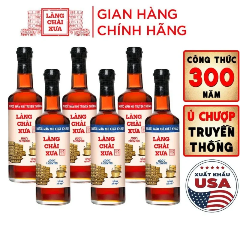 [TẶNG NƯỚC TƯƠNG 125ML]Thùng 6 chai 3 XANH 3 ĐỎ Nước Mắm Nhỉ truyền thống Làng Chài Xưa chai thuỷ tinh 500ml - ảnh 1