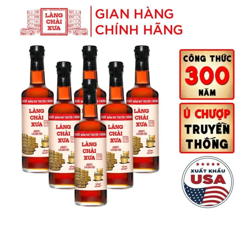 [TẶNG NƯỚC TƯƠNG 125ML] THÙNG 6 CHAI Nước mắm nhỉ truyền thống nhãn đỏ 30 độ đạm Làng Chài Xưa 500ml/chai gu ông bà xưa - ảnh 1