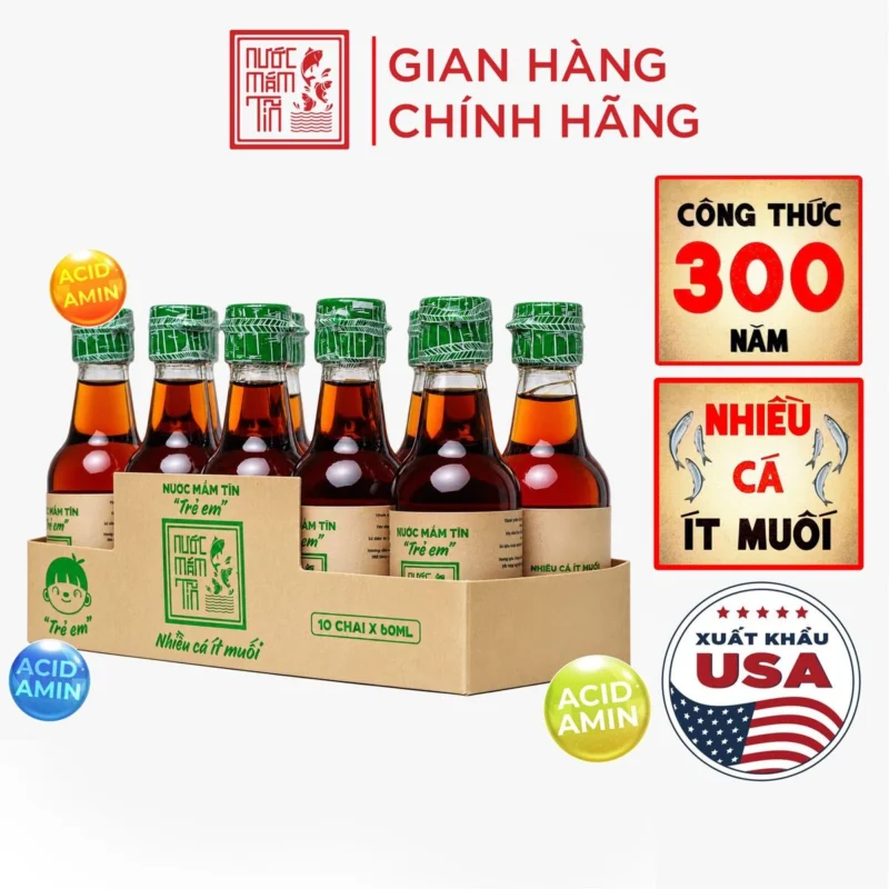 LỐC 10 Chai 42N 60ml Nước Mắm Tĩn Cho Bé Ăn Dặm độ đạm 42N chai thủy tinh nhiều cá ít muối - ảnh sản phẩm