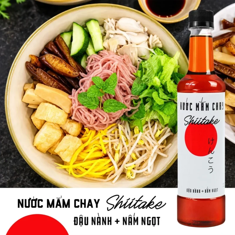 [525ml] Nước mắm chay cao cấp Shiitake ủ chượp từ đậu nành, nấm ngọt và trái thơm, chai nhựa 525ml/chai - ảnh 10