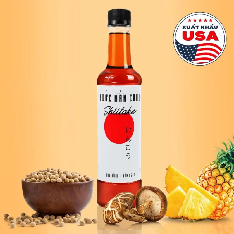 [525ml] Nước mắm chay cao cấp Shiitake ủ chượp từ đậu nành, nấm ngọt và trái thơm, chai nhựa 525ml/chai - ảnh 2