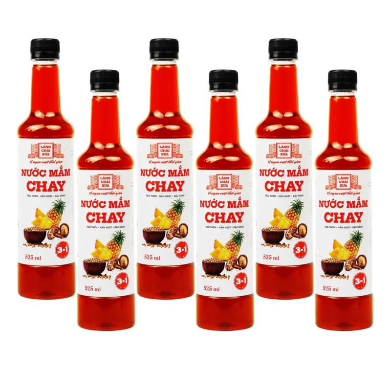 [TẶNG 1 NƯỚC TƯƠNG 125ML] Thùng 6 chai nước mắm CHAY 3 trong 1 Làng Chài Xưa chai nhựa 525ml - ảnh 2