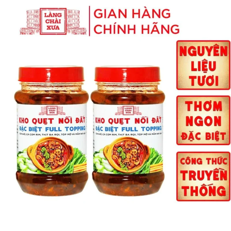 [COMBO 2 HỦ] KHO QUẸT NỒI ĐẤT LÀNG CHÀI XƯA 250G/HỦ THƠM NGON ĐẶC BIỆT FULL TOPPING TÔM KHÔ, CÁ CƠM RIM, THỊT BA RỌI, TỐP MỠ MẮM NHỈ - ảnh sản phẩm