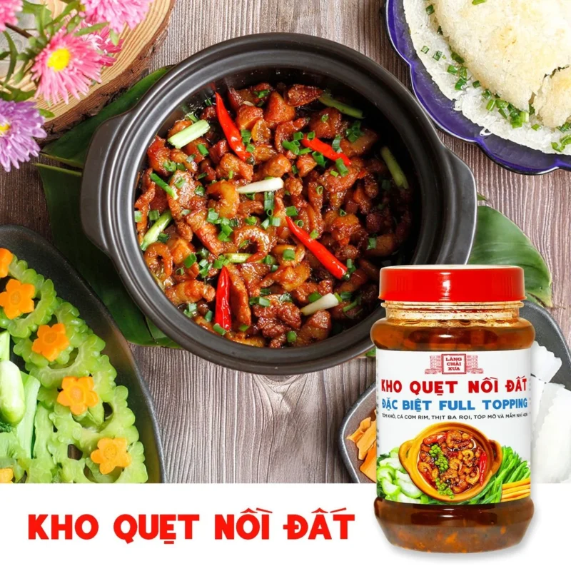 [COMBO 2 HỦ] KHO QUẸT NỒI ĐẤT LÀNG CHÀI XƯA 250G/HỦ THƠM NGON ĐẶC BIỆT FULL TOPPING TÔM KHÔ, CÁ CƠM RIM, THỊT BA RỌI, TỐP MỠ MẮM NHỈ - ảnh sản phẩm