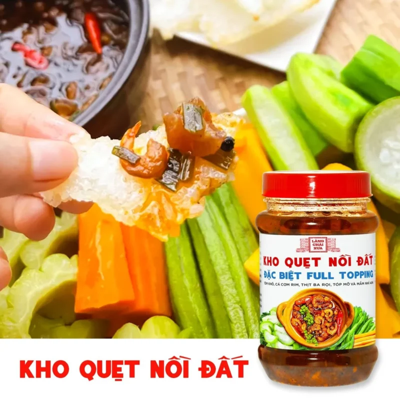 [COMBO 2 HỦ] KHO QUẸT NỒI ĐẤT LÀNG CHÀI XƯA 250G/HỦ THƠM NGON ĐẶC BIỆT FULL TOPPING TÔM KHÔ, CÁ CƠM RIM, THỊT BA RỌI, TỐP MỠ MẮM NHỈ - ảnh sản phẩm