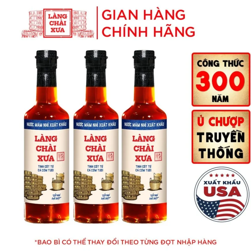 [Combo 3 chai] Nước Mắm Nhỉ Làng Chài Xưa Xuất Khẩu Nhãn Xanh 10N Chai Thủy Tinh 500ml Vị Dịu Nhẹ - ảnh 1
