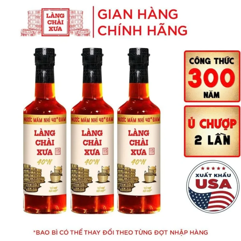[Combo 3 chai] Nước mắm nhỉ nhãn vàng 40 độ đạm Làng Chài Xưa chai thủy tinh 500ml ủ chượp 2 lần không chất bảo quản - ảnh 1