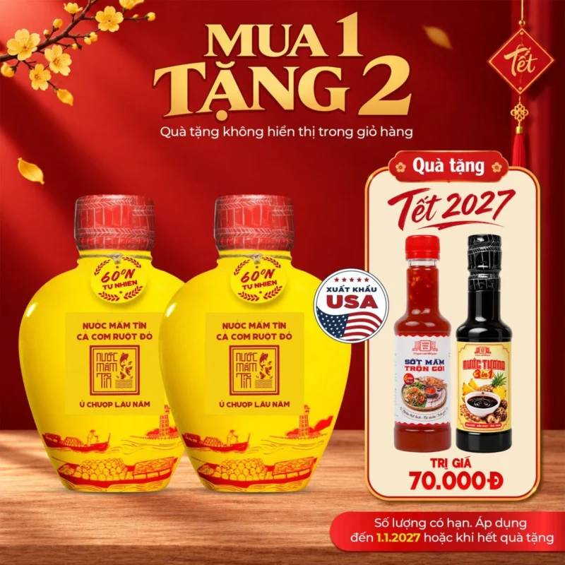 [Tặng Sốt trộn gỏi và Nước tương 3in1] COMBO 2 BÌNH GỐM 60 ĐỘ ĐẠM 500ML Nước mắm Tĩn cá cơm ruột đỏ rin nguyên chất truyền thống - ảnh 1