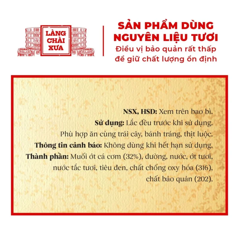 Sốt muối chấm Làng Chài Xưa 290g nguyên liệu tươi thơm ngon đặc biệt chấm đa dạng món ăn - ảnh 2