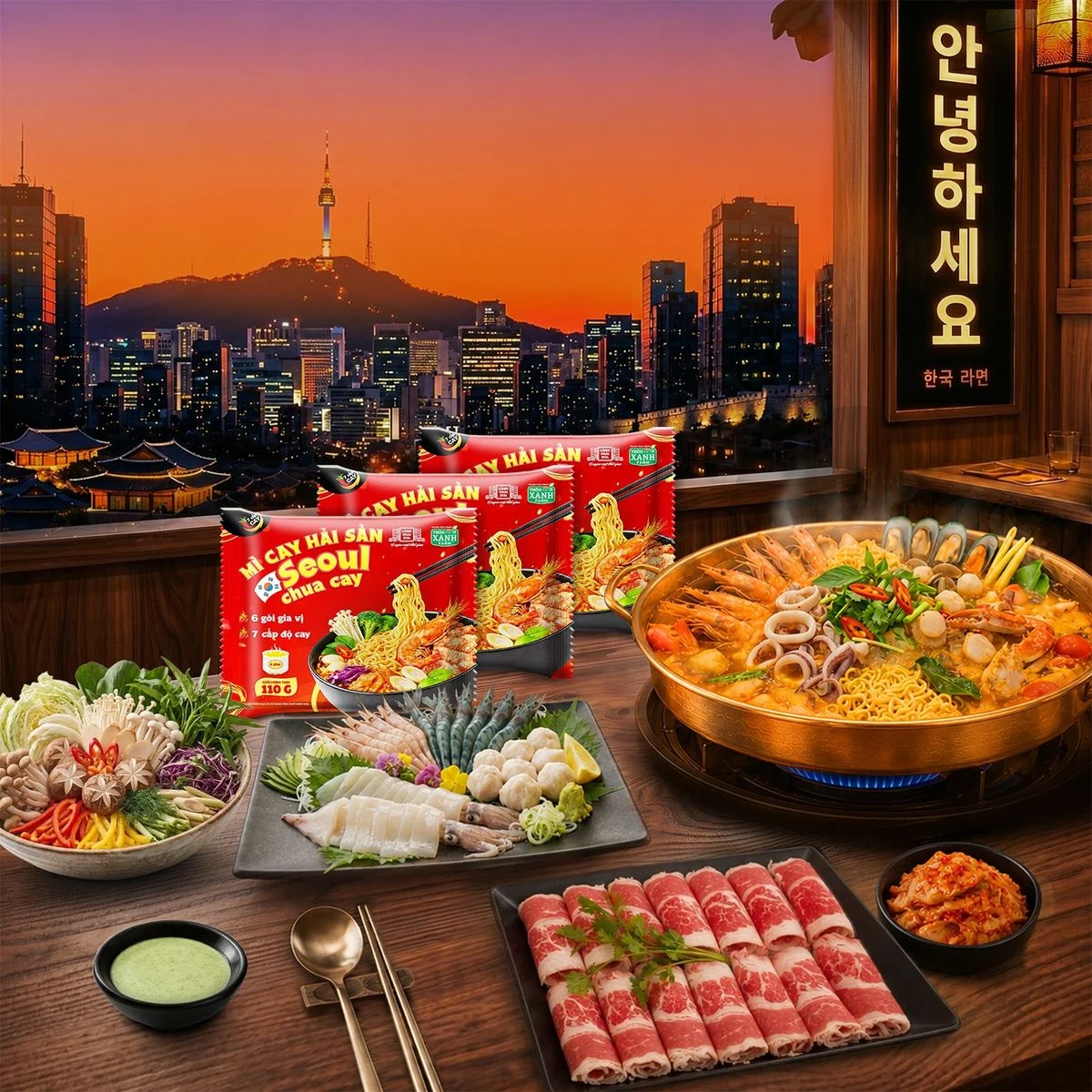 HỘP 10 GÓI TẶNG 2 – Mì Cay Hải Sản Seoul Chua Cay 7 Cấp Độ 6 Gói Gia Vị LCX 11 Mì Cay Seoul Hải Sản Chua Cay 7 Cấp Độ Cay 6 Gói Gia Vị Làng Chài Xưa - ảnh 8