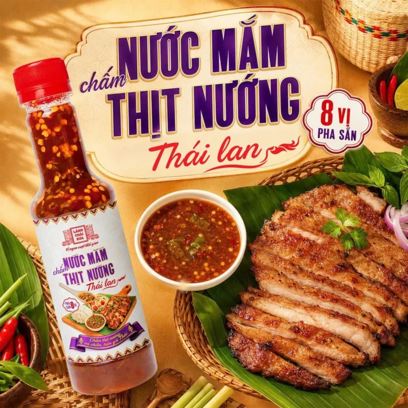 [Chai 310g] Nước Mắm Chấm Thịt Nướng pha sẵn 8 vị Làng Chài Xưa - Chắt lọc tinh tuý ẩm thực Thái - ảnh 1