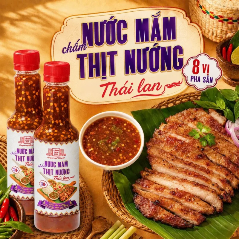 [Combo 2 Chai] Nước Mắm Chấm Thịt Nướng pha sẵn 8 vị Làng Chài Xưa - Chắt lọc tinh tuý ẩm thực Thái - ảnh sản phẩm