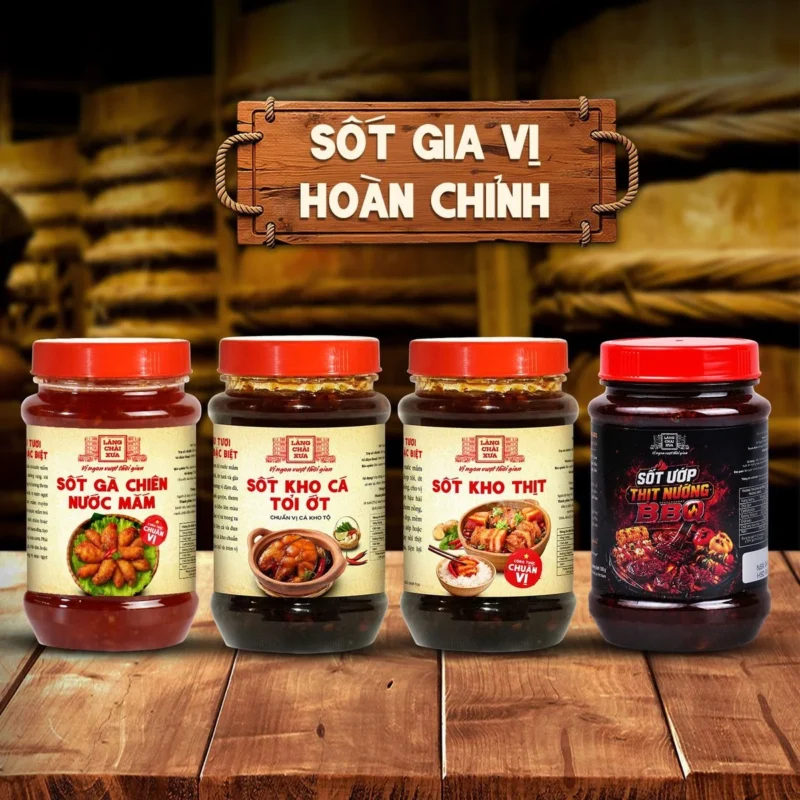 [Combo 4 hủ] Sốt ướp thịt nướng BBQ, sốt kho cá, sốt kho thịt, sốt gà chiên nước mắm Làng Chài Xưa - ảnh sản phẩm