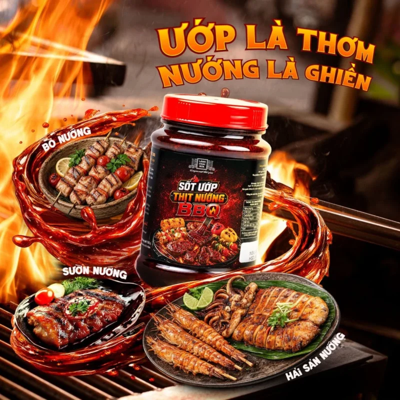 [Combo 4 hủ] Sốt ướp thịt nướng BBQ, sốt kho cá, sốt kho thịt, sốt gà chiên nước mắm Làng Chài Xưa - ảnh sản phẩm