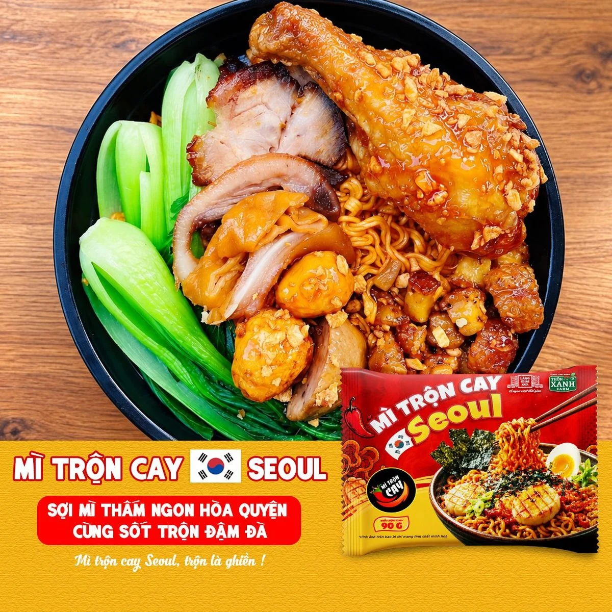 Combo 10 Gói Mì Trộn Cay Seoul Làng Chài Xưa 90g 5 Mì Trộn Cay Seoul 90g- Thấm đậm từng sợi mì cay thơm bùng vị Làng Chài Xưa - ảnh sản phẩm