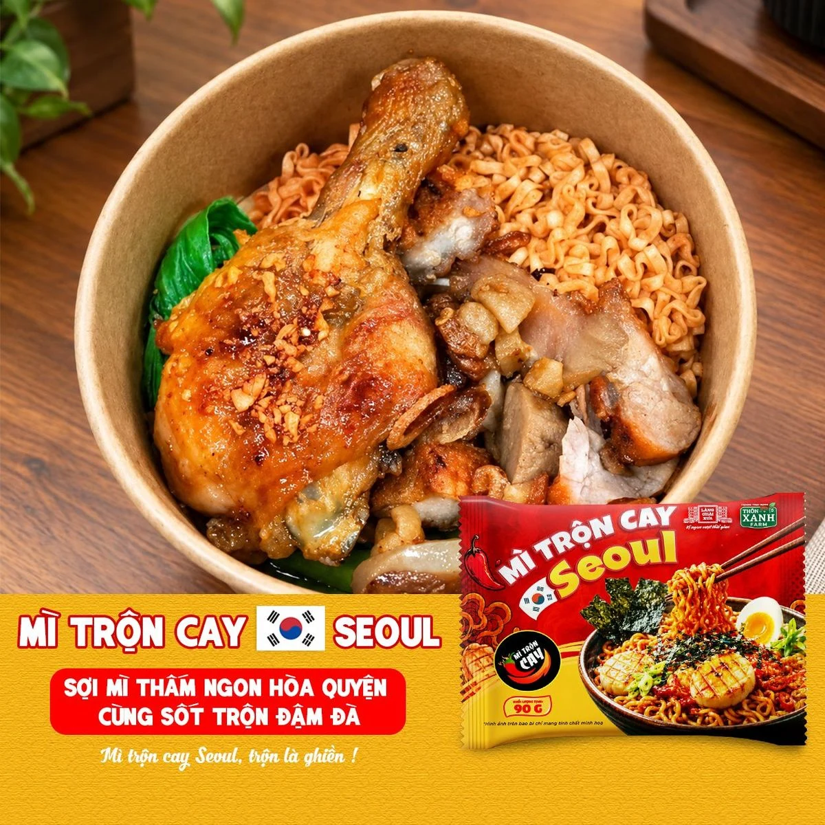 Combo 10 Gói Mì Trộn Cay Seoul Làng Chài Xưa 90g 4 Mì Trộn Cay Seoul 90g- Thấm đậm từng sợi mì cay thơm bùng vị Làng Chài Xưa - ảnh sản phẩm