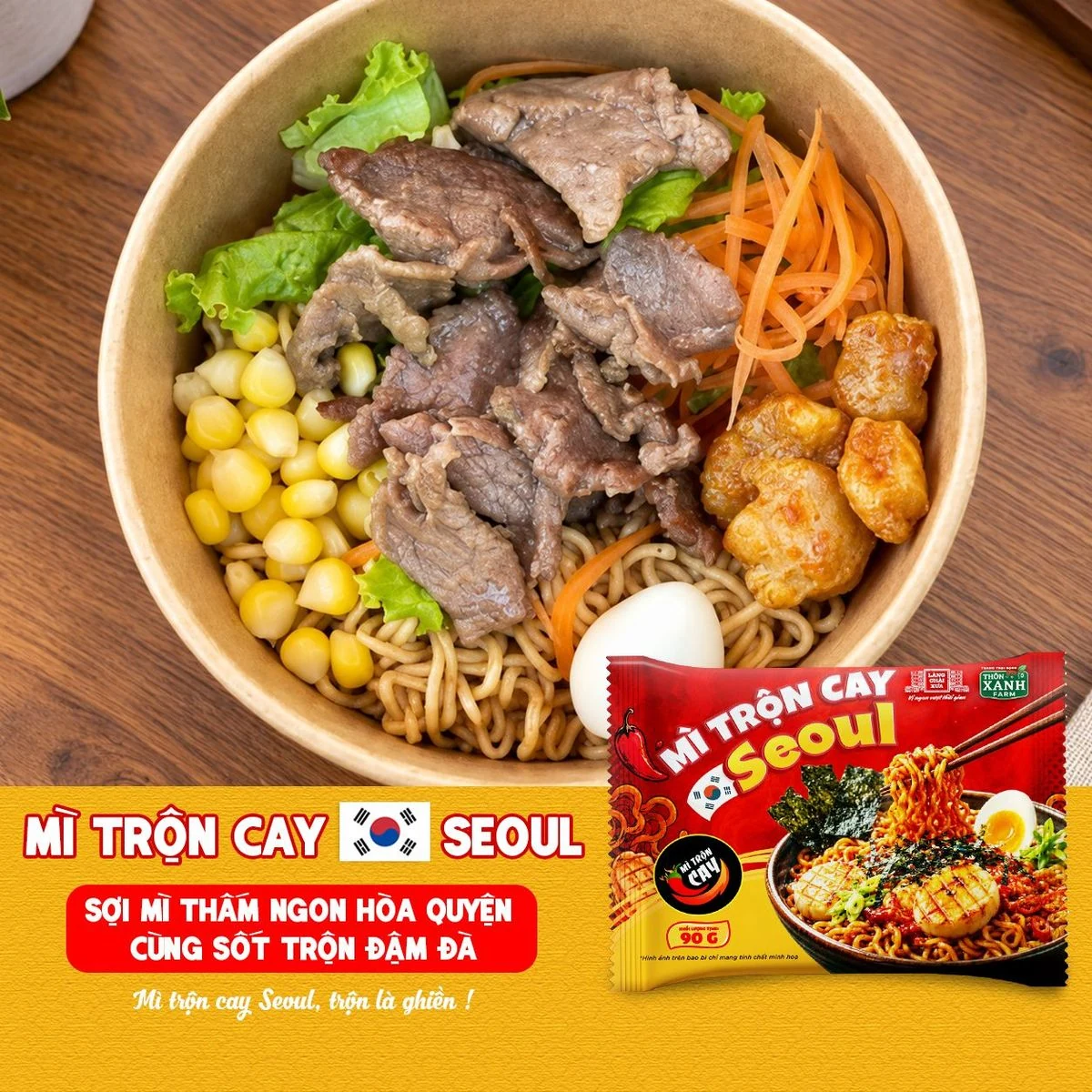 Combo 10 Gói Mì Trộn Cay Seoul Làng Chài Xưa 90g 7 Mì Trộn Cay Seoul 90g- Thấm đậm từng sợi mì cay thơm bùng vị Làng Chài Xưa - ảnh sản phẩm