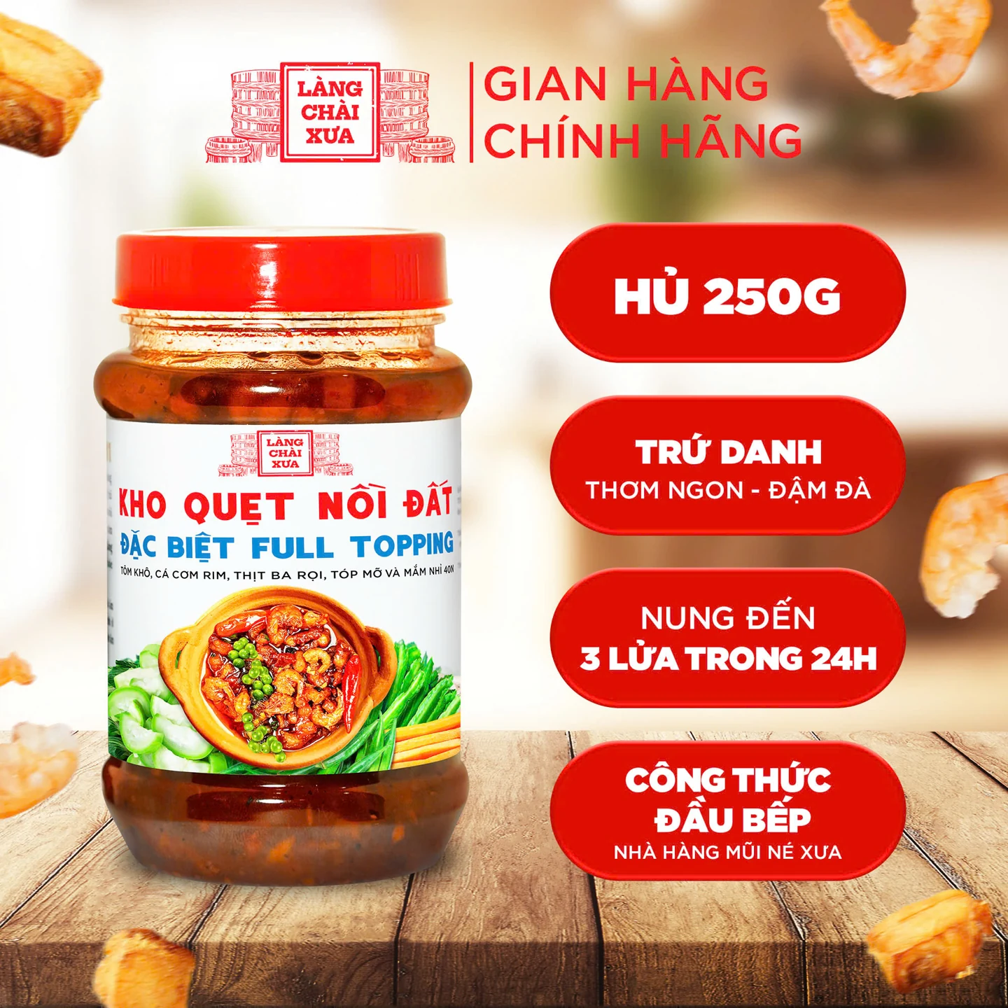 Combo 3 Hũ Kho Quẹt Nồi Đất Làng Chài Xưa 250g