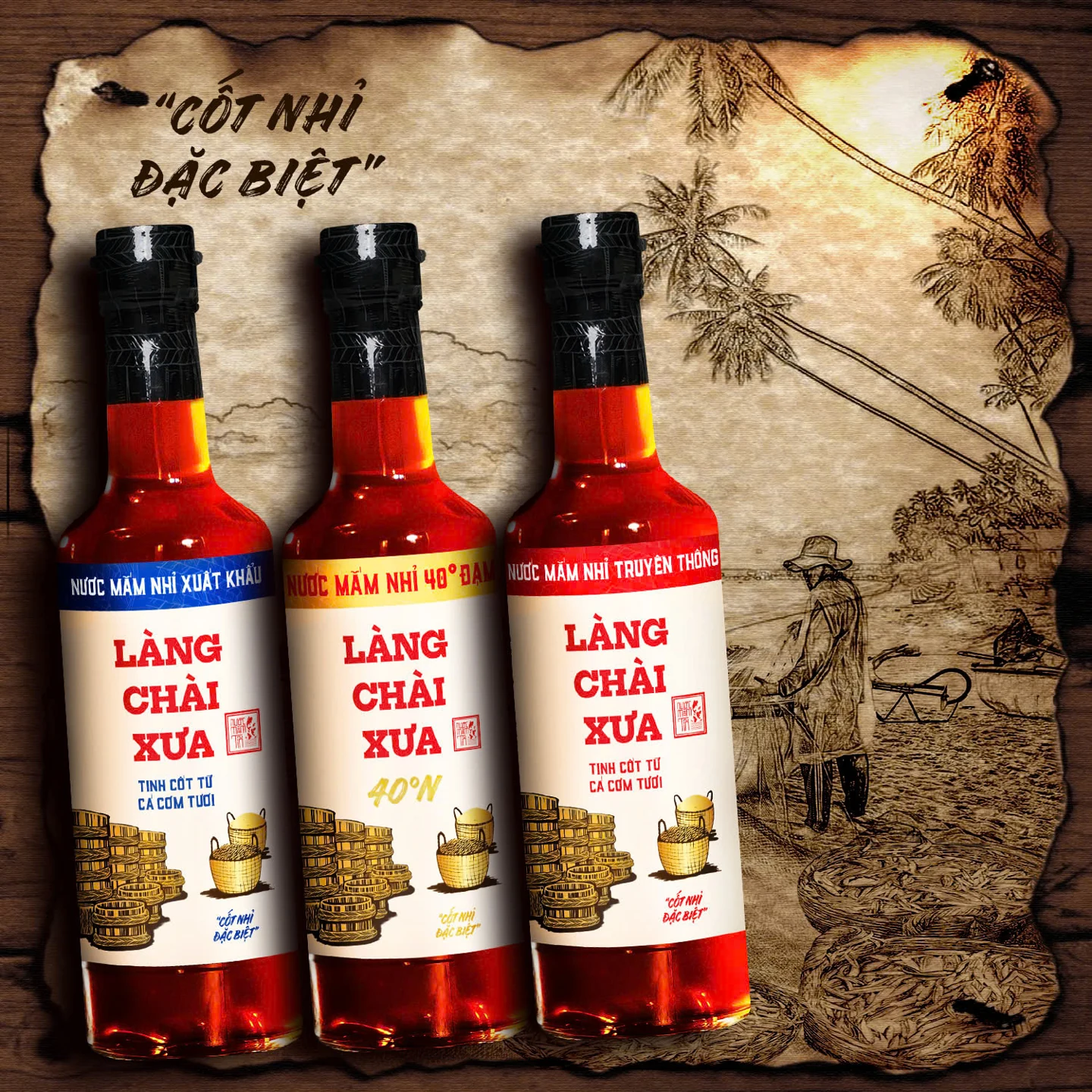 [Combo 3 chai - 3 vị] Nước Mắm Nhỉ Nhãn Xanh Xuất Khẩu, Nhãn Đỏ Đậm Đà, Nhãn Vàng Sánh Dặc 500ml/1 chai thủy tinh