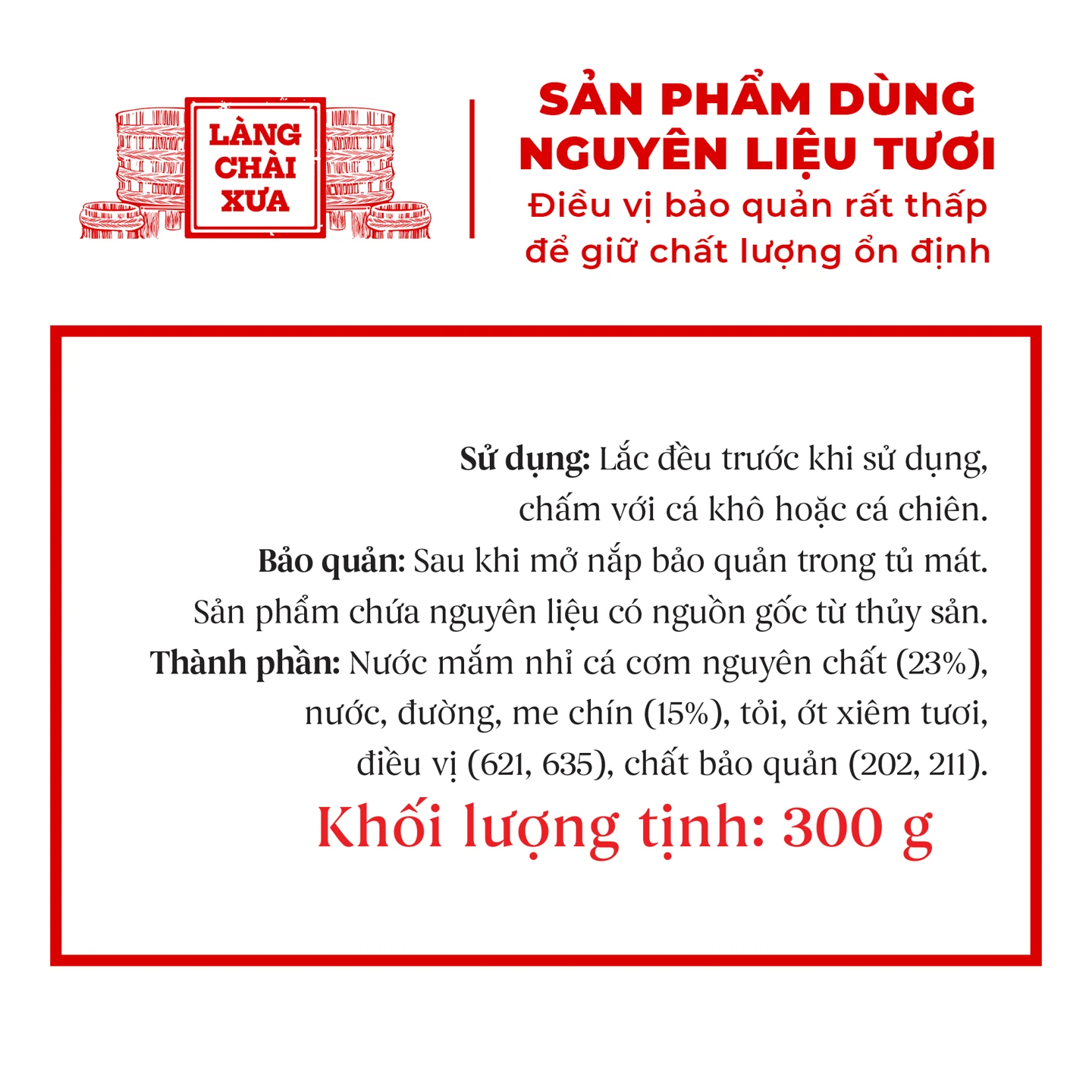 [Combo 4 Chai] Nước Mắm Me Cao Cấp Làng Chài Xưa 300g