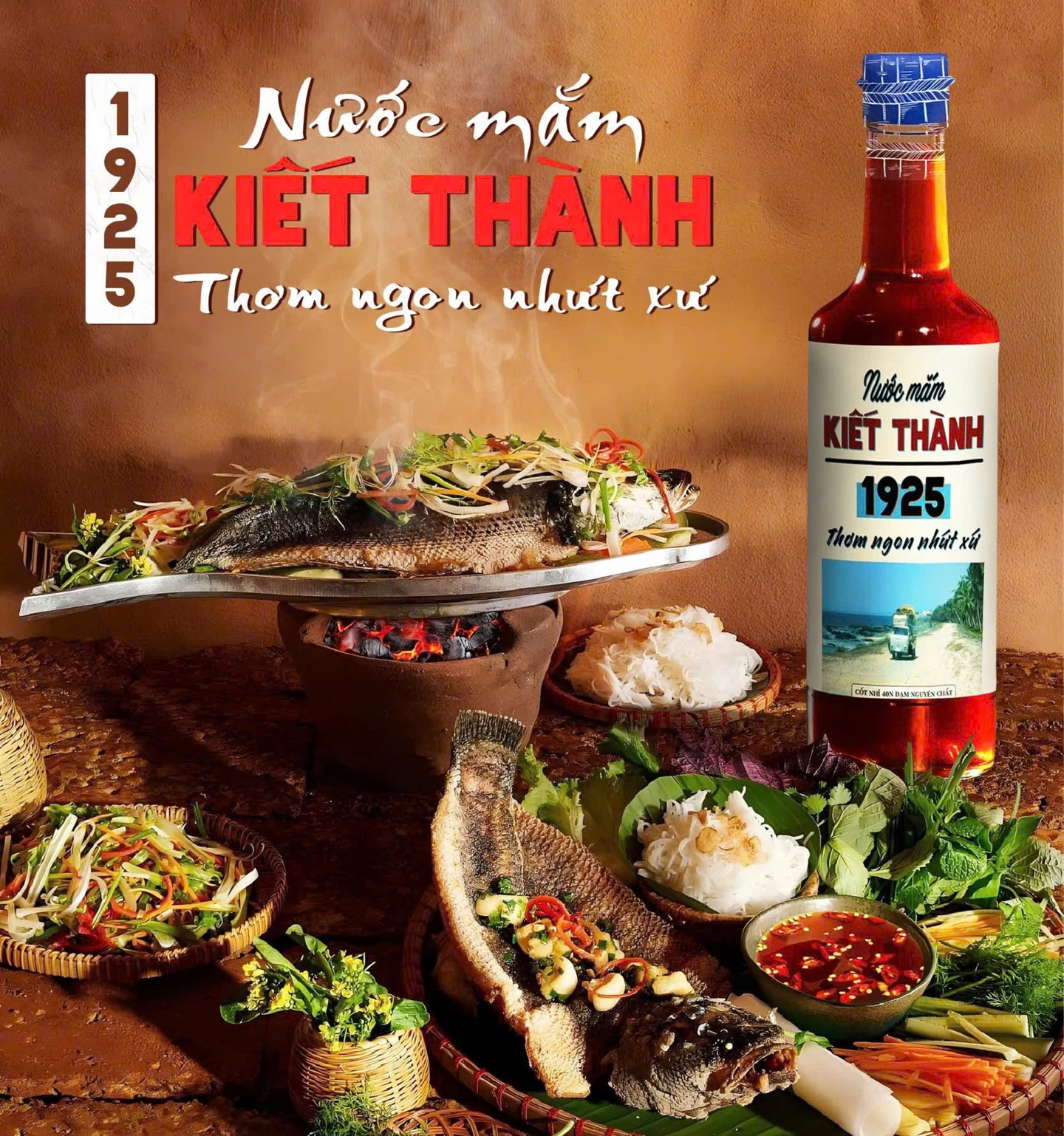 Combo 2 Chai Nước Mắm Kiết Thành 40N 500ml Cốt Nhỉ Nguyên Chất