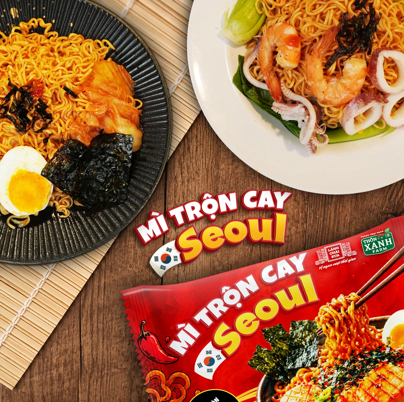 Combo 3 Mì Trộn Cay và 3 Mì Nước Seoul Làng Chài Xưa