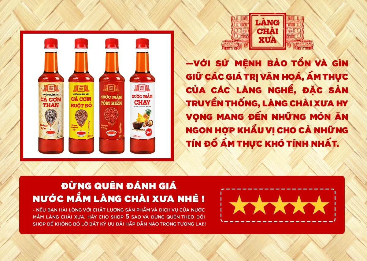 [THÙNG 6 CHAI] Nước Mắm Nhỉ Cá Cơm Than 525ml - Làng Chài Xưa
