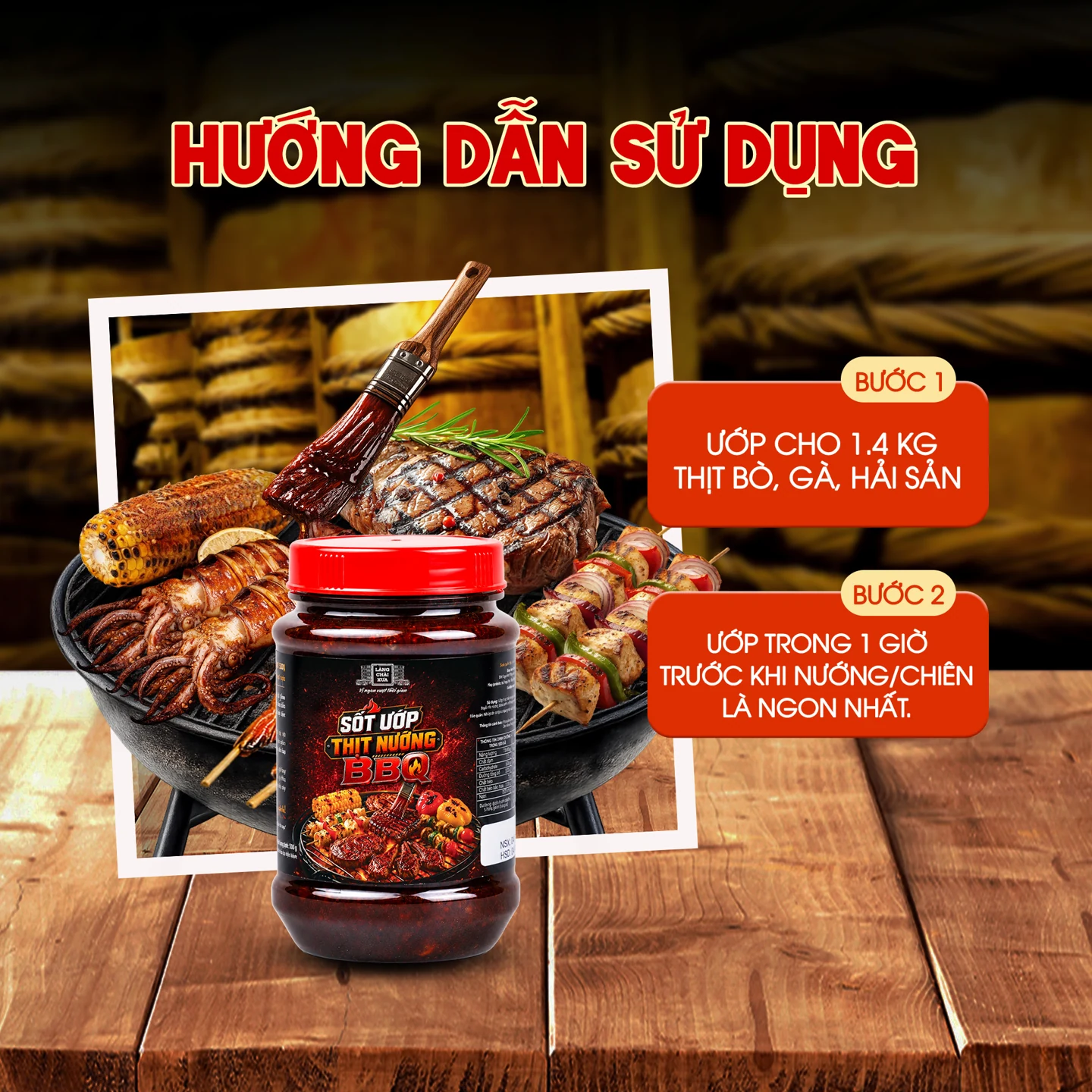 Combo 4 Sốt BBQ, Kho Cá, Kho Thịt, Gà Chiên Nước Mắm Làng Chài Xưa