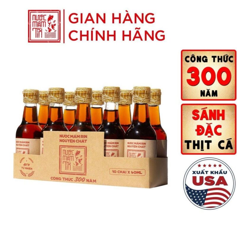 Lốc 10 chai nước mắm Tĩn nhãn đỏ mini 40N 60ml